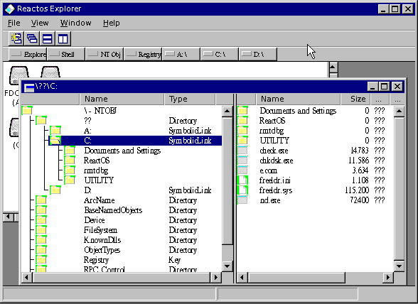 ReactOS Explorer with Wine DLLs on XP